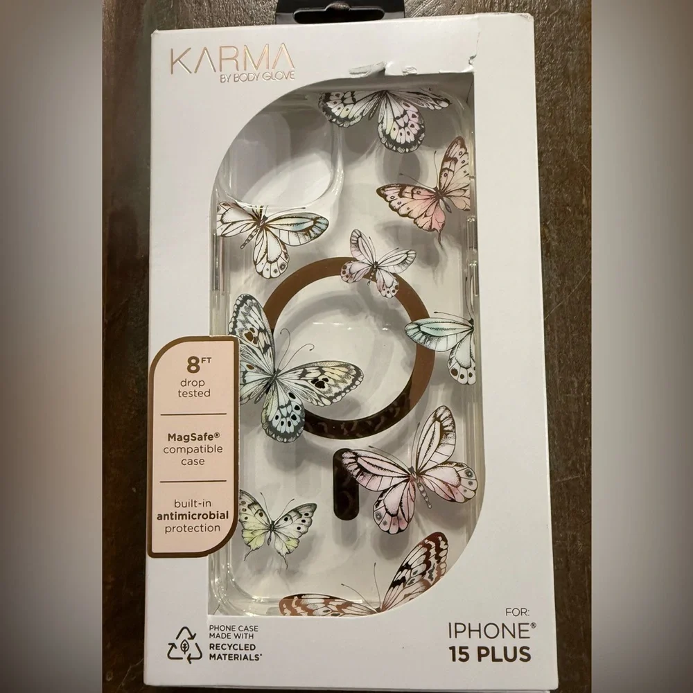 Ⓜ️iPhone 15 Plus Karma by Body Glove Butterfly Case MagSafe Clear Floral NIB